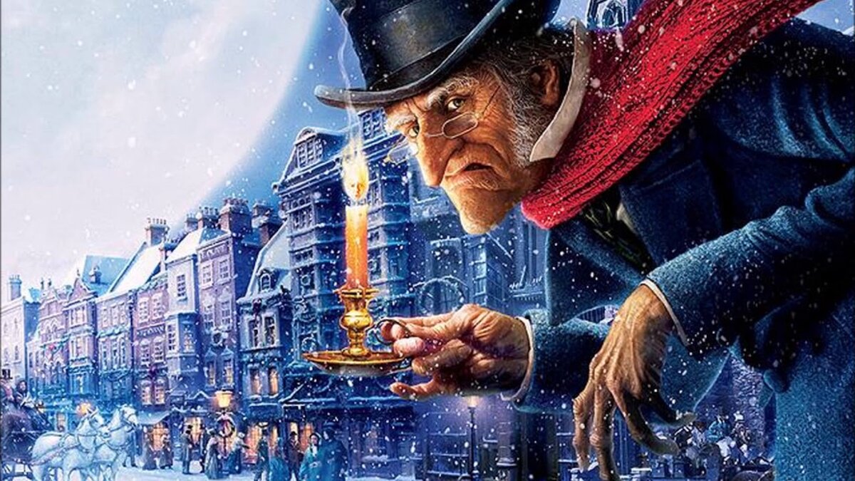 Постер к экранизации Земекиса от студии Дисней. Джим Керри божественно хорош в роли Скруджа!