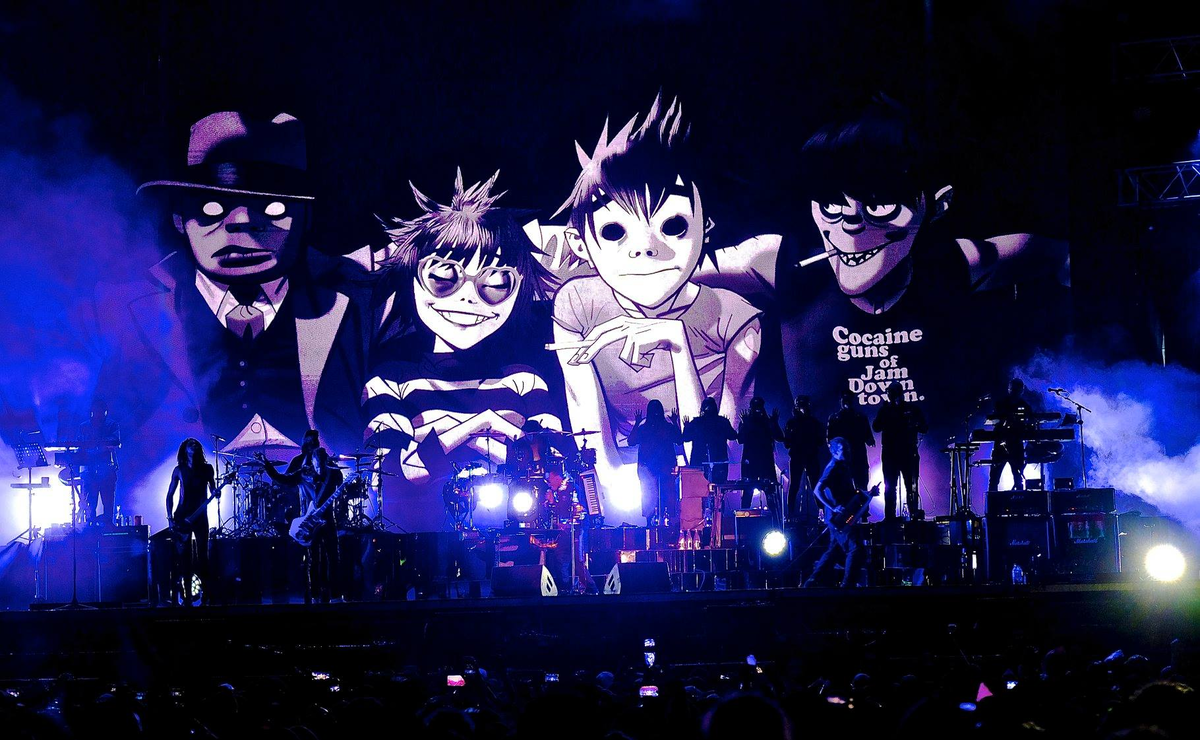 Группа Gorillaz. Группа гориллаз 2д. Группа Gorillaz концерт. Gorillaz 1998.