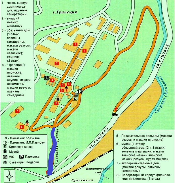 Карта с указанием значимых мест питомника. Фото взято в свободном доступе в Интернете.