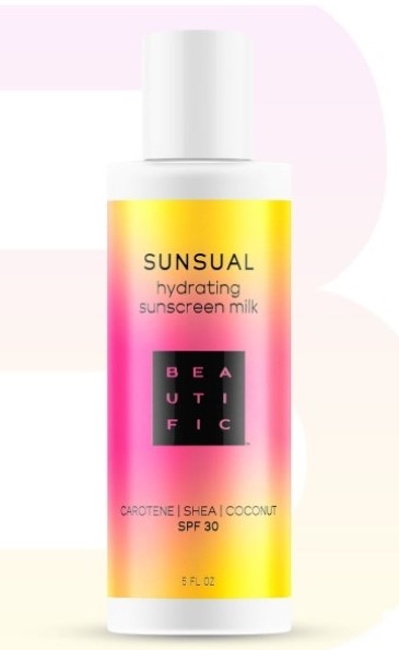 Водостойкое солнцезащитное молочко для тела "SUNSUAL" SPF30 от бренда BEAUTIFIC