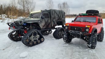 НИВА на шипах против JEEPa на гусеницах. Битва по снегу и льду! RC OFFroad 4x4