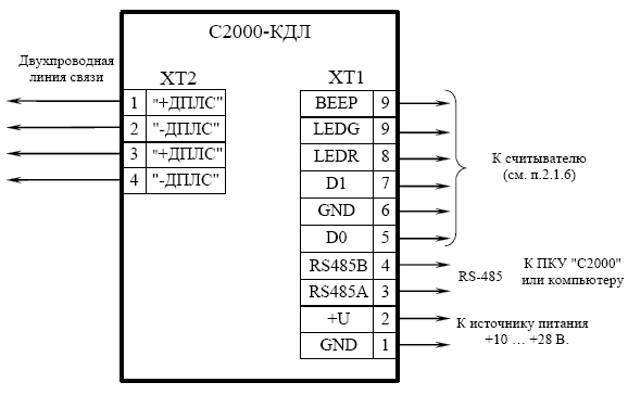 С2000м схема подключения dwg