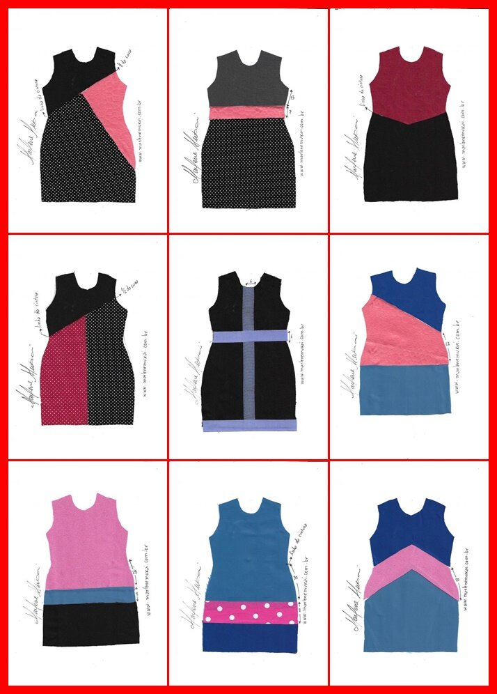 Варианты кроя комбинированных платьев от Марлен Мукай