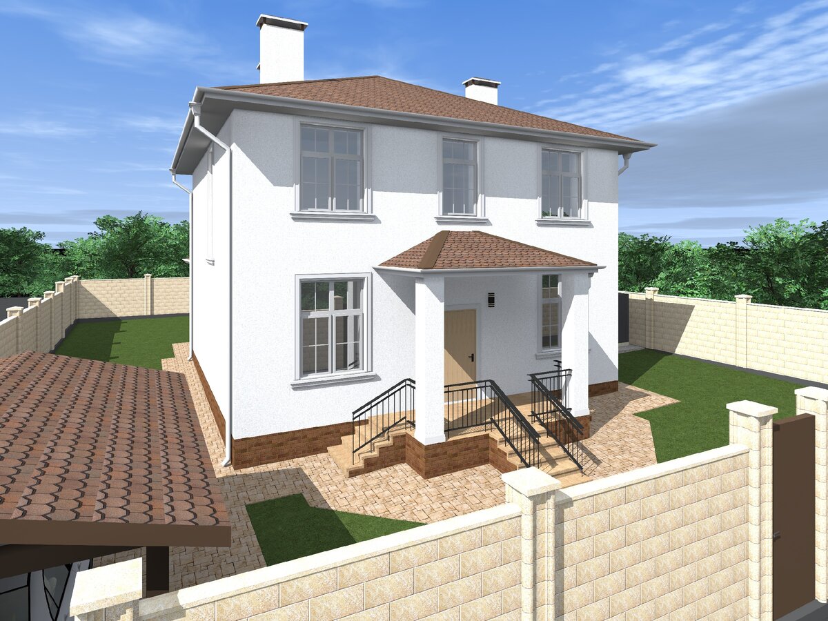 Главный фасад дома. Дом планируется оштукатурить и окрасить в белый цвет