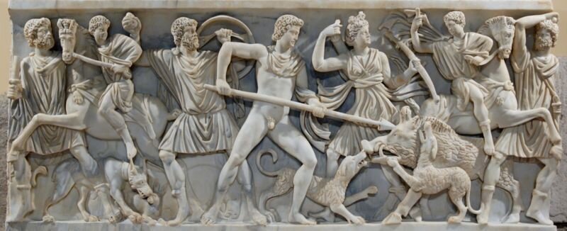 Охота на калидонского кабана (греческая мифология). Самое раннее литературное упоминание об охоте на кабана происходит из Илиады, книги IX (9.529-99).