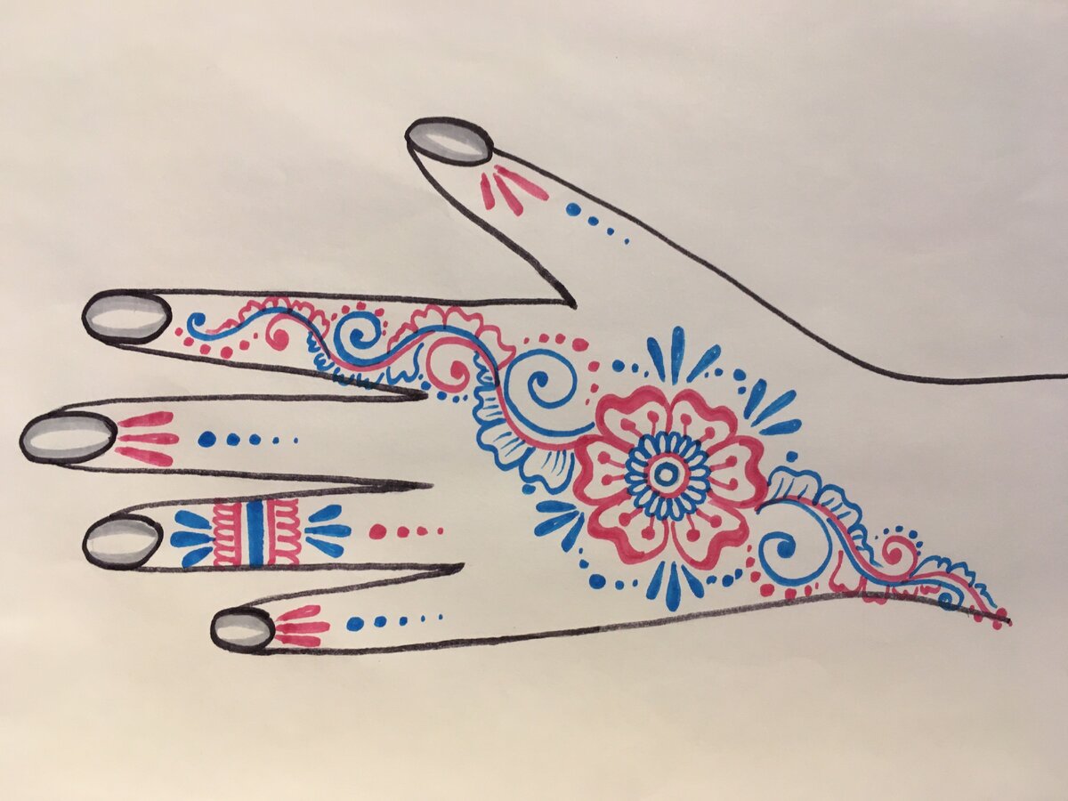 Узор в стиле мехенди на руке