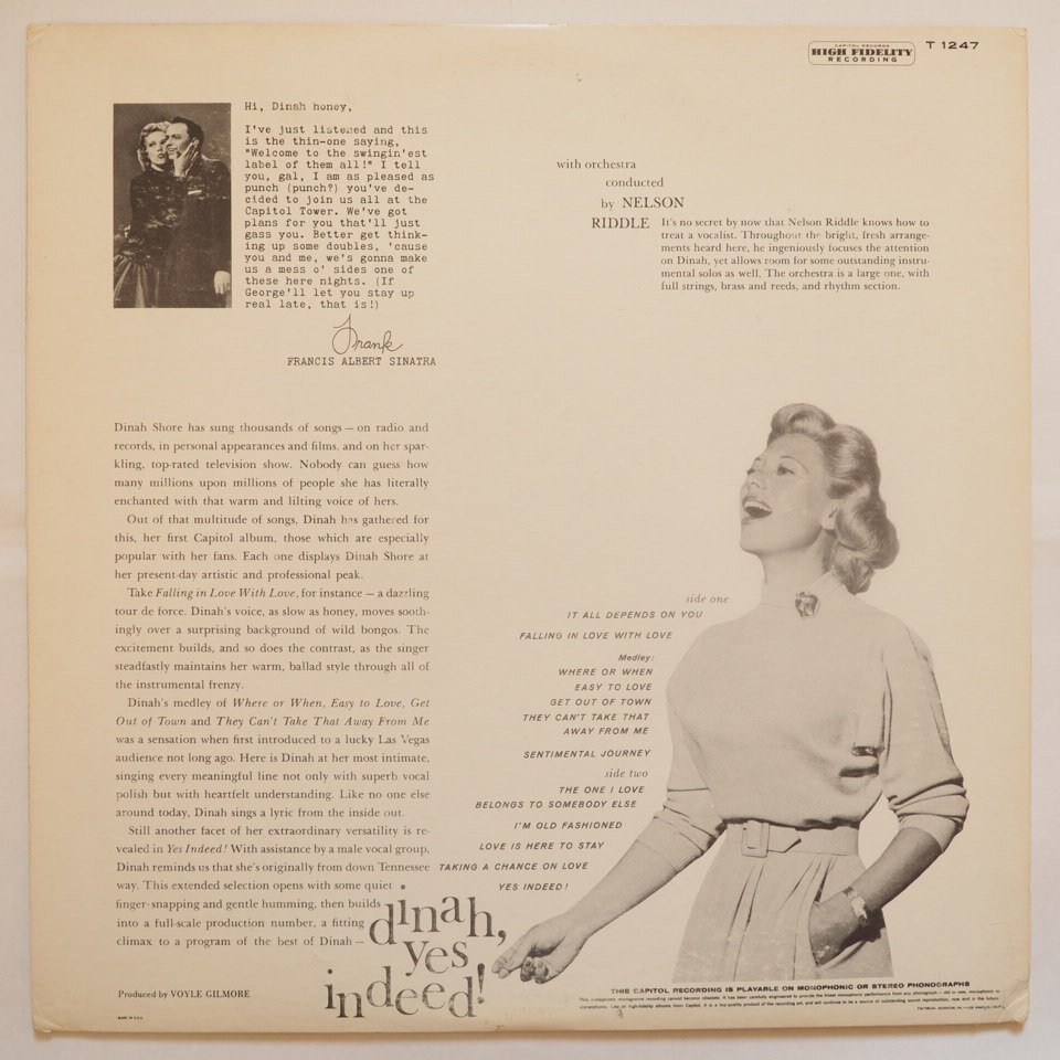 Dinah Shore - Dinah, Yes Indeed! (Capitol, 1959)