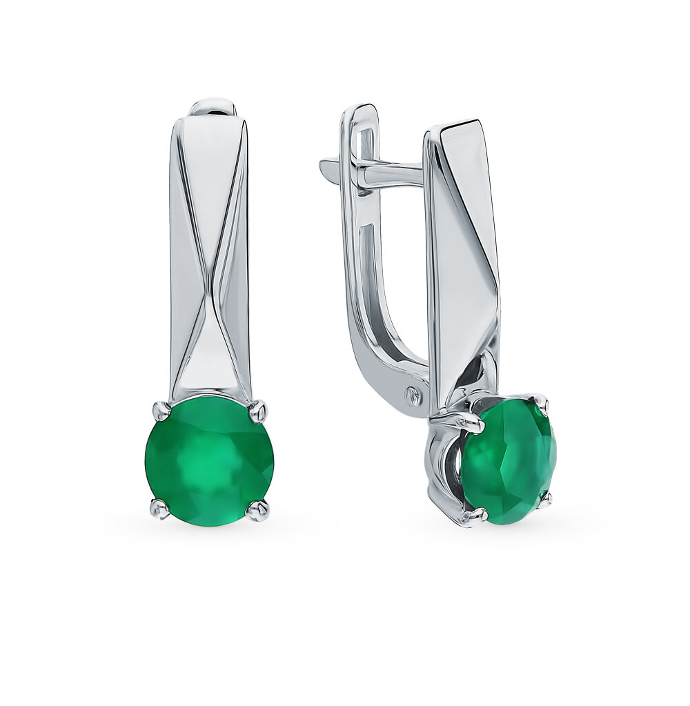 Серебряные серьги с агатом, арт. 87486