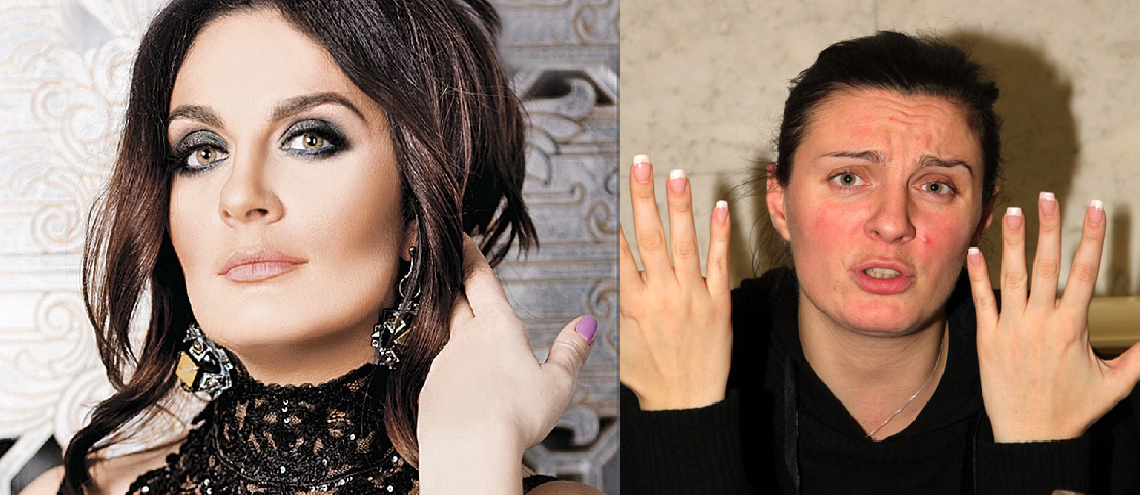 Елена Ваенга до и после макияжа. Фото с публичных источников.