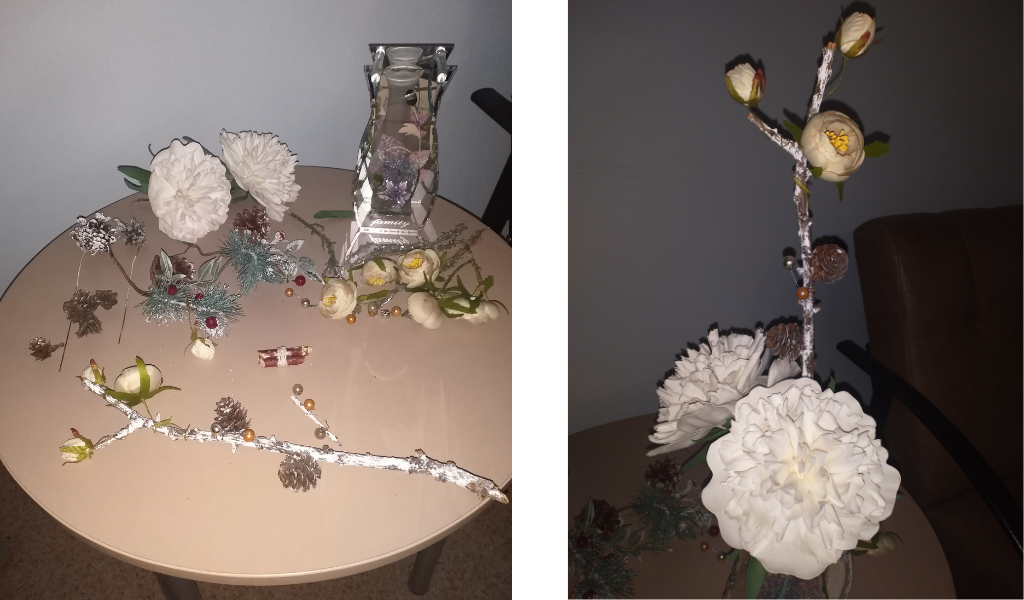 все, что нужно для создания красоты...                    ставим пионы в вазу и ветку с шишками