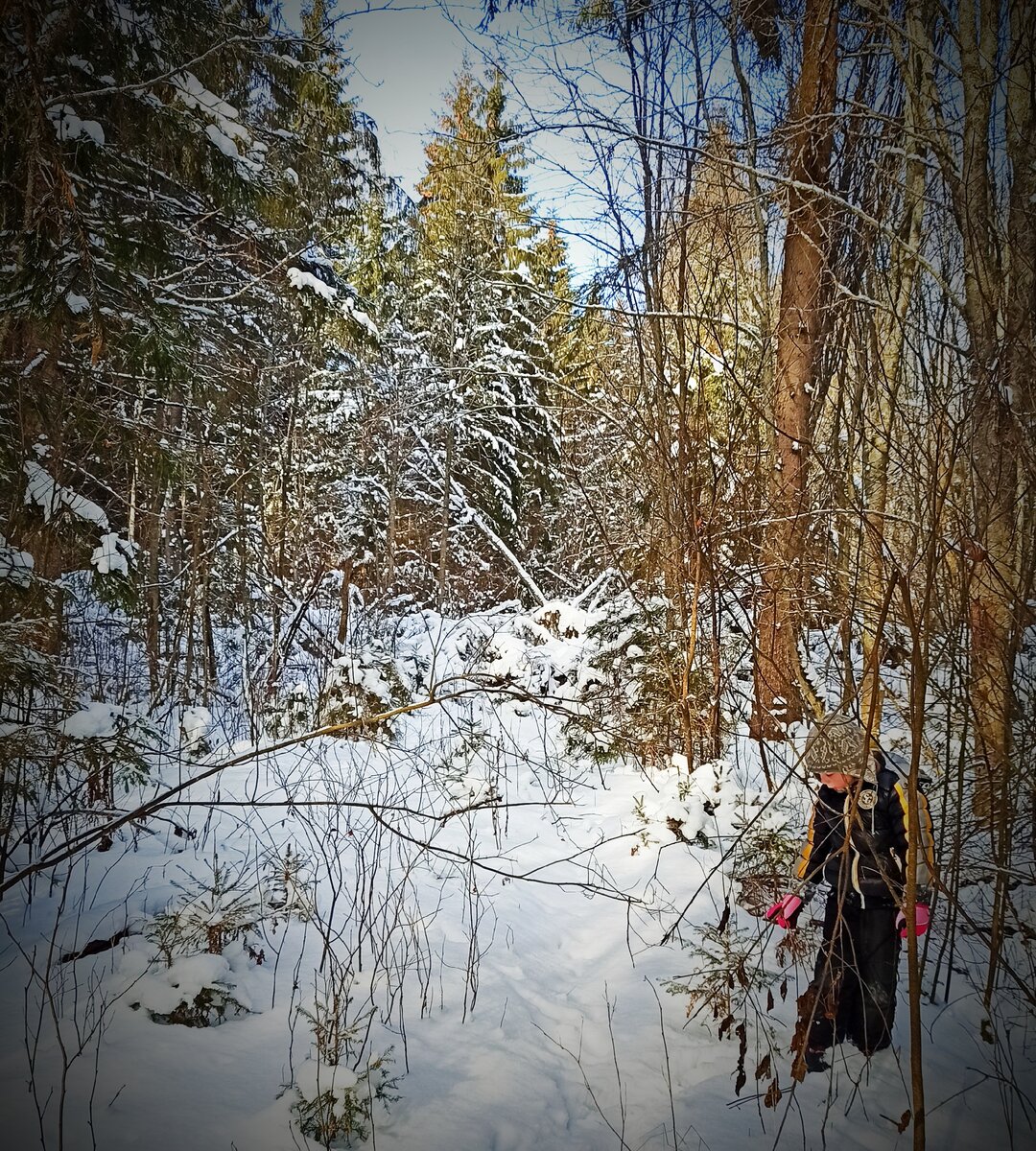 Танюша разглядывает следы