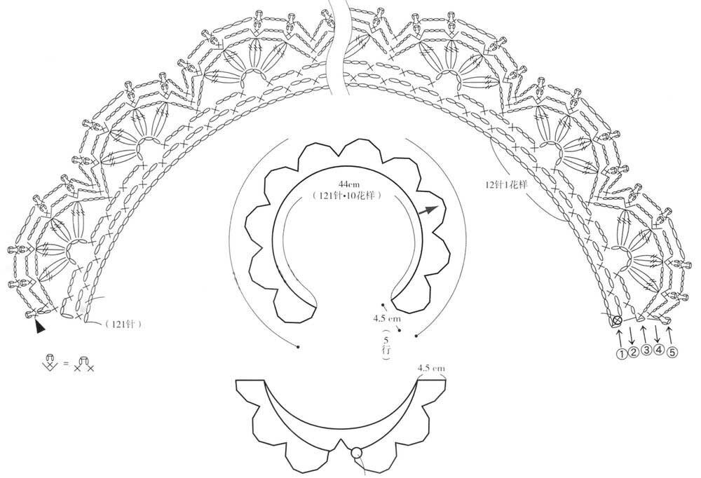 Воротничок крючком схема