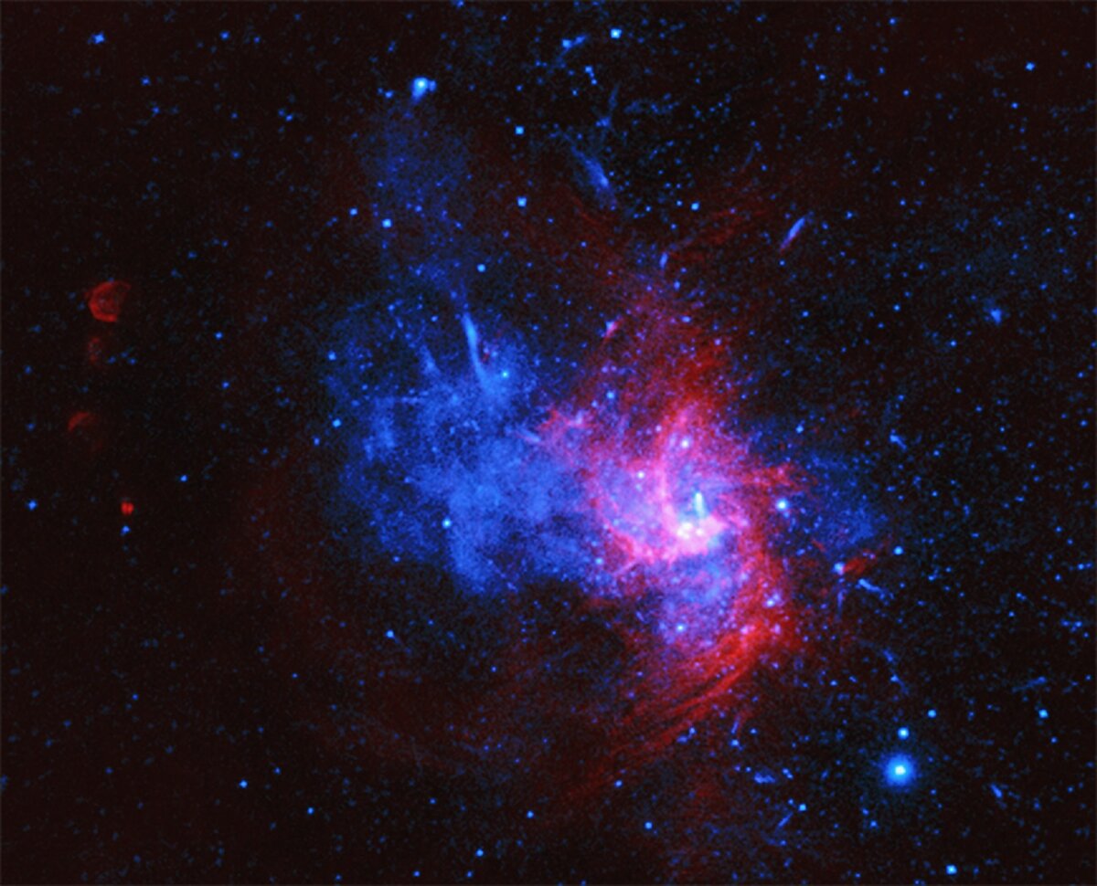 Остаток сверхновой Стрелец А Восток. © X-ray: NASA / CXC / Nanjing Univ. / P. Zhou et al. Radio: NSF / NRAO / VLA 