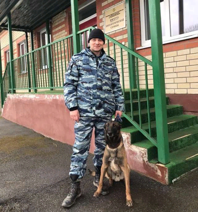 По команде кинолога Юст взял след и по нему привел полицейских к жилому дому на улице Воцкой 
Фотография : пресс-служба УМВД по Новгородской области