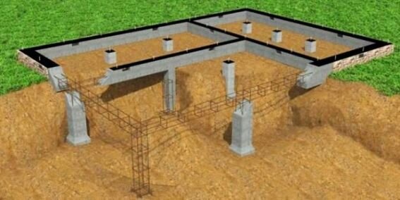 Фундамент мелкозаглубленный с ростверком