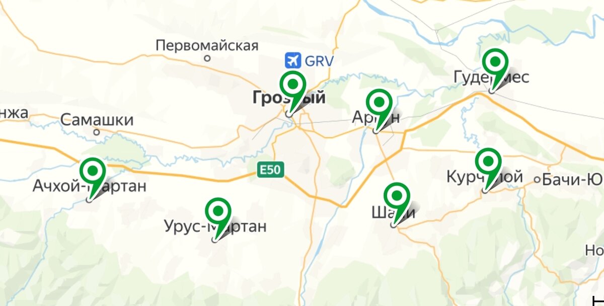 Все города Чеченской республики