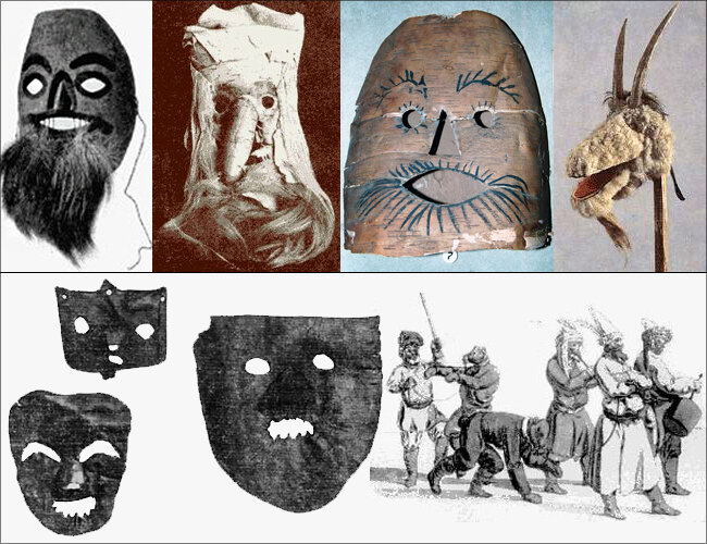 Маски новгородских скоморохов. Источник: Яндекс картинки