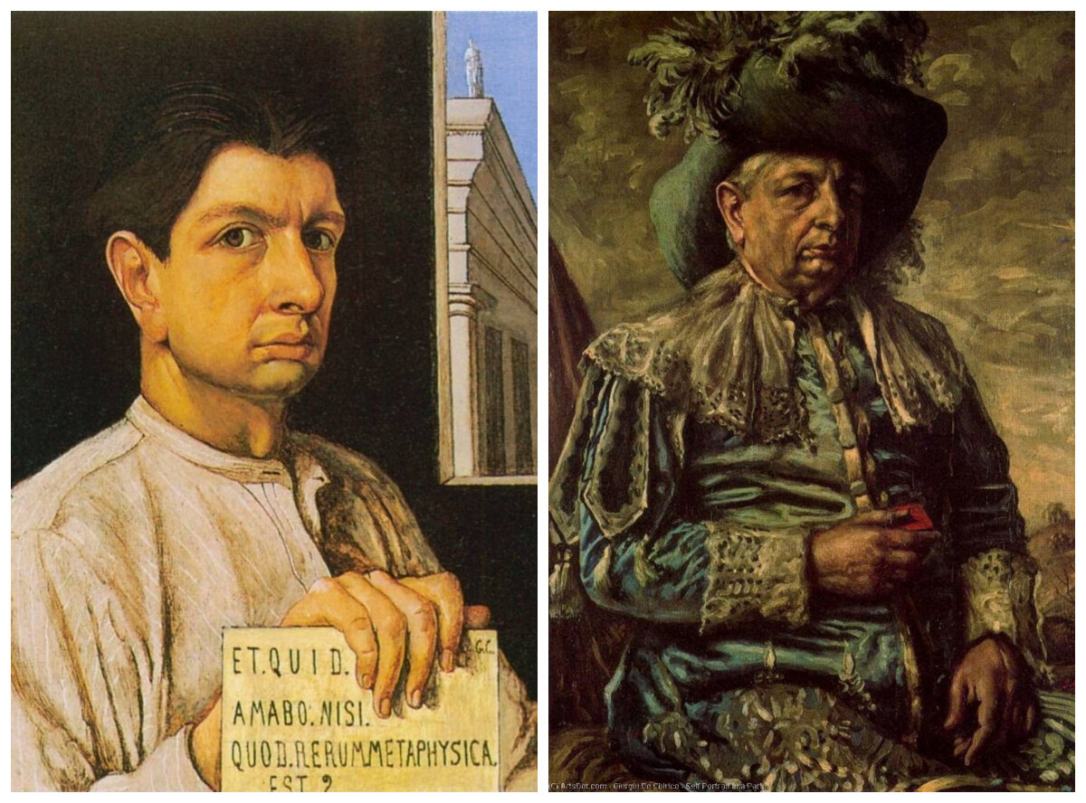 «Автопортрет, 1920» и «Автопортрет в парке», 1970. 