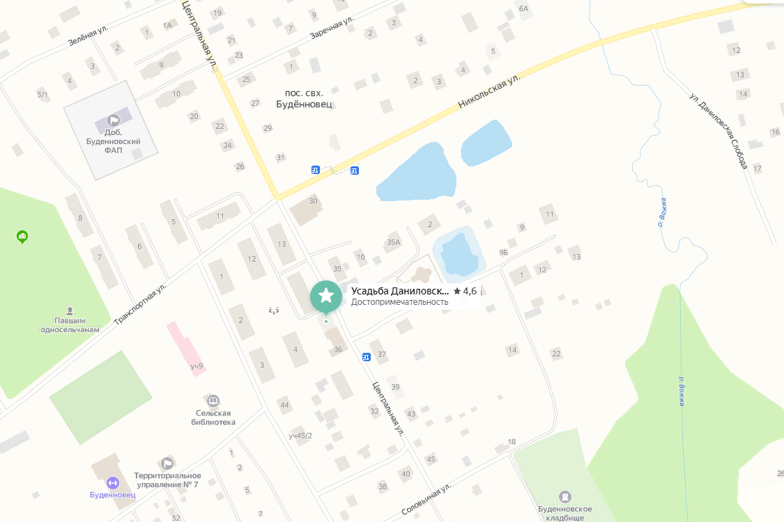 Усадьба Даниловское на карте Яндекса