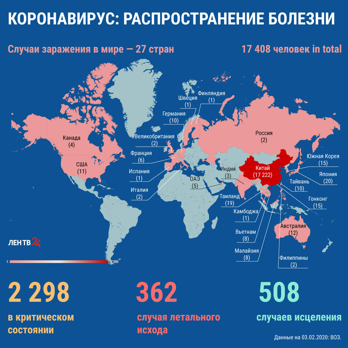 Карта распространения ковид в мире