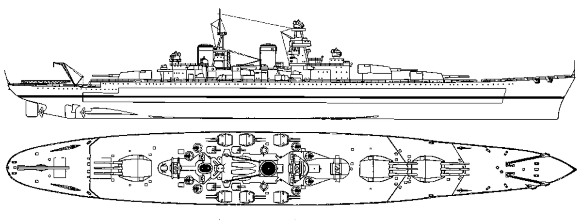 Схема линкора проекта 23. Картинка с сайта miniflot.ru