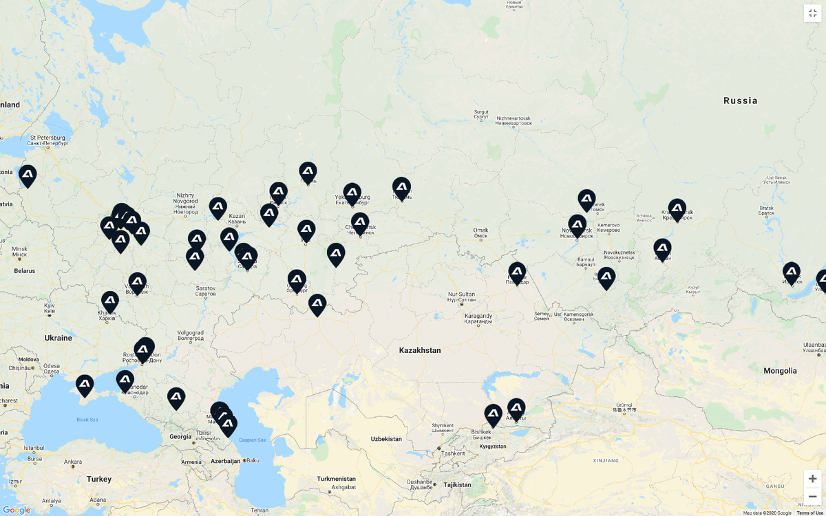 Карта сервисов, участвующих в программе