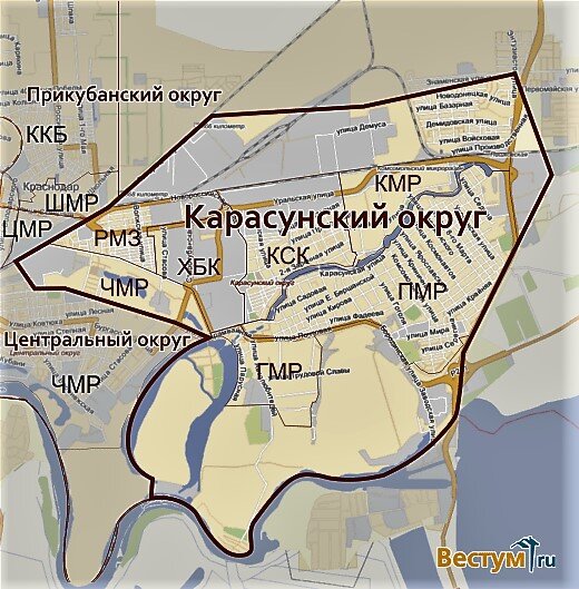 Краснодар карта районов города