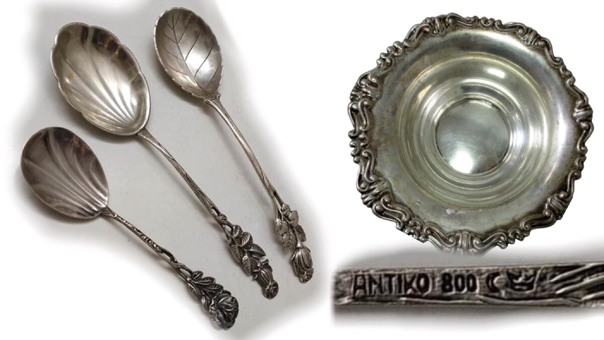 Серебряные предметы с пробой 800, фотографии с профильных сайтов