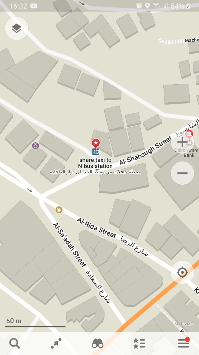 Остановка в центре, для сборного такси на северный вокзал (Карта maps.me)