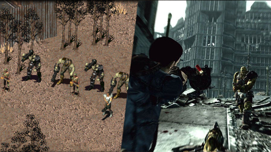 От пошаговой CRPG до «Обливиона с пушками»: слева Fallout 2, справа - Fallout 3