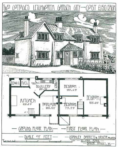 Типовой коттедж за 150 фунтов стерлингов. Город Летчуэрт (Хартфордшир). 1907 год.