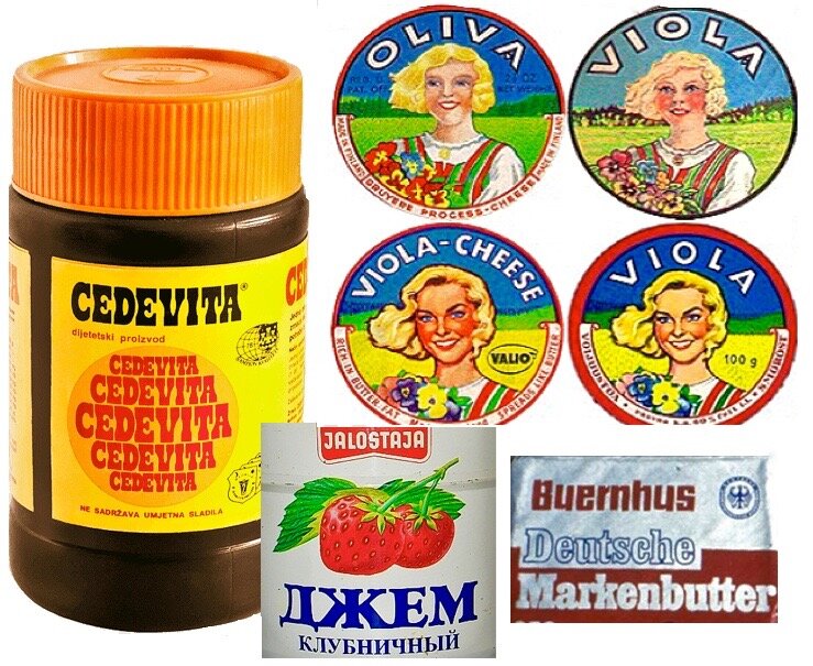 Вкуснейшая "Цедевита" этикетки джемв, сыра "Виола" и сливочного масла.
