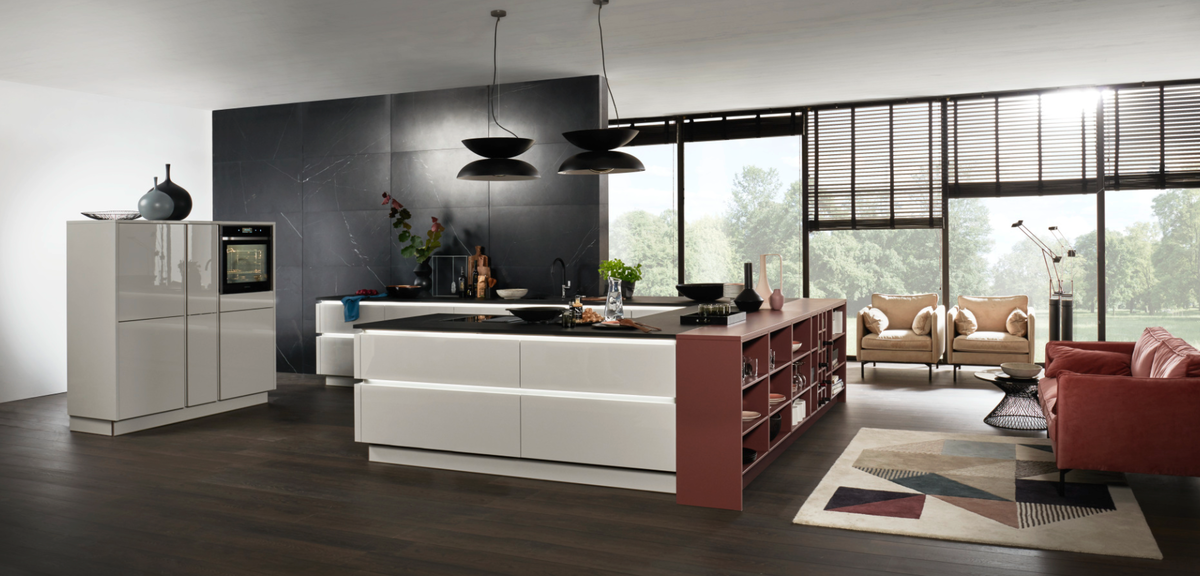 Кухня в красно белых тонах «Анджера» - Фабрика мебели «Мебиус»