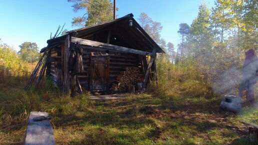 ЖИЗНЬ В ТАЙГЕ. ТАЁЖНЫЙ БЫТ. УБИРАЮ ТЕРРИТОРИЮ У ИЗБУШКИ. УХА ПО КАРЕЛЬСКИ ГОТОВА, СНИМАЮ ПРОБУ.