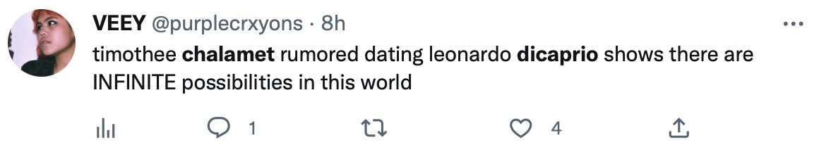    «Слухи об отношениях Тимоти Шаламе и Леонардо ДиКаприо свидетельствуют о безграничных возможностях этого мира»Соцсети