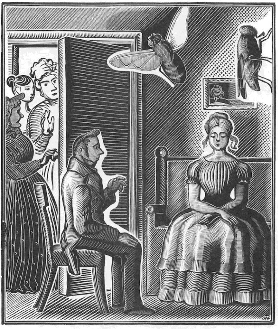 Фаворский. Иллюстрация к повести Н.Гоголя «Иван Федорович Шпонка и его тетя». 1930-31. Гравюра на дереве.