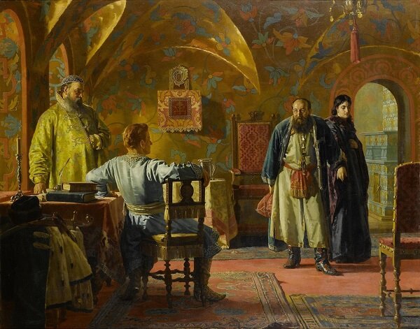 Н. Неврев. «Ксения Борисовна Годунова, приведенная к самозванцу». До 1883 года.