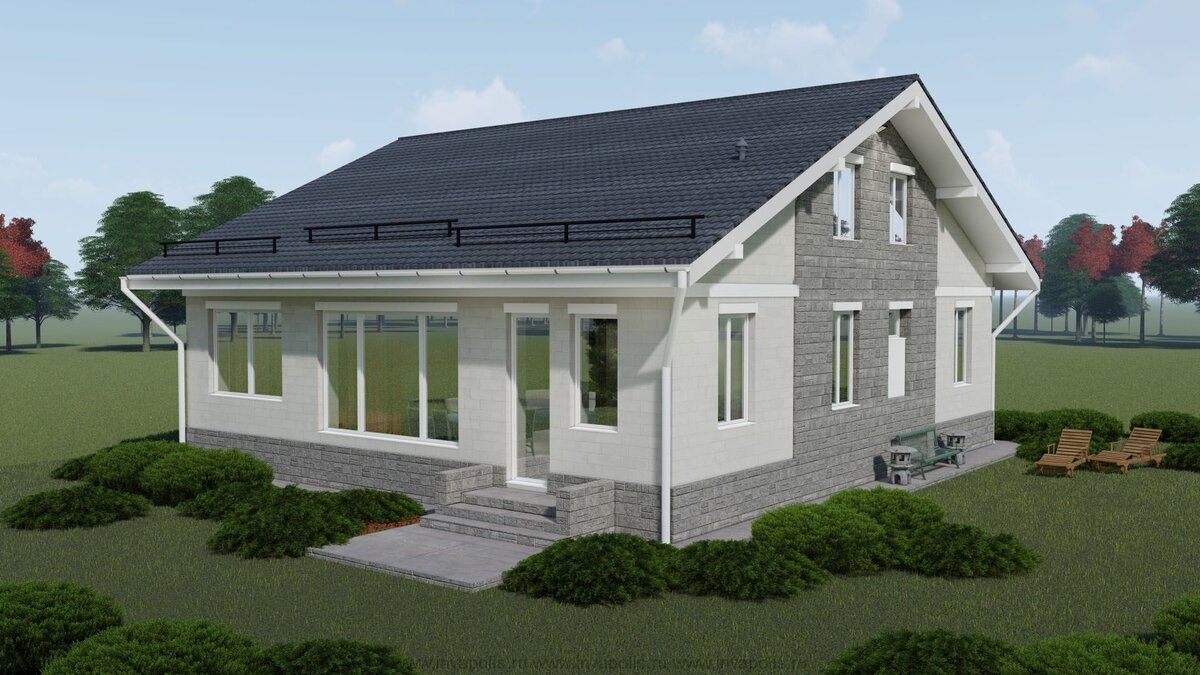 Оконные рамы с минимальным количеством переплетов смотрятся современно.