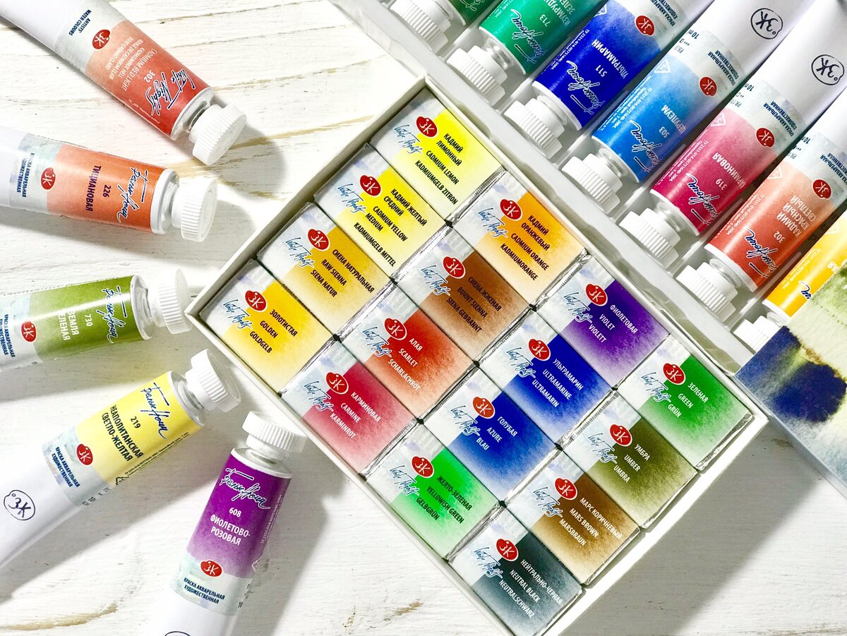 Акварель в тубах и кюветах от Невской палитры