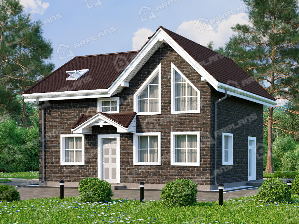 Фото 2 двухэтажного дома из газобетона с мансардой и 3 спальнями и газовой котельной, 100 кв м. Источник arplans.ru Проект К-302