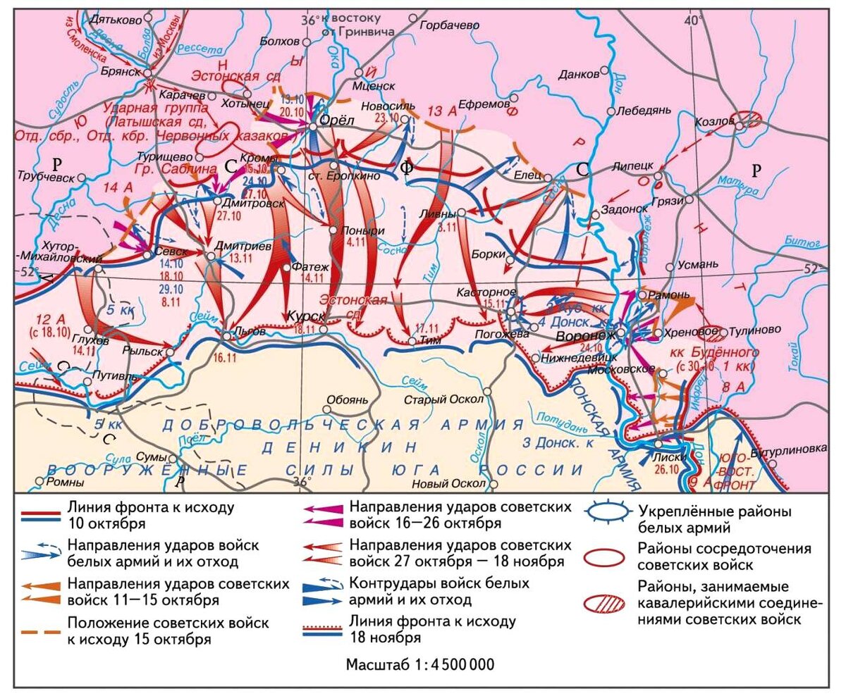 Карта наступления деникина