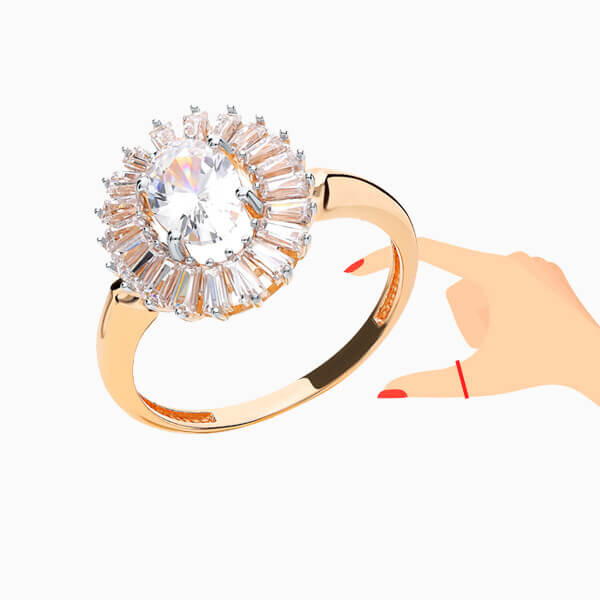 Кольцо SL, розовое золото, фианиты (заказать)