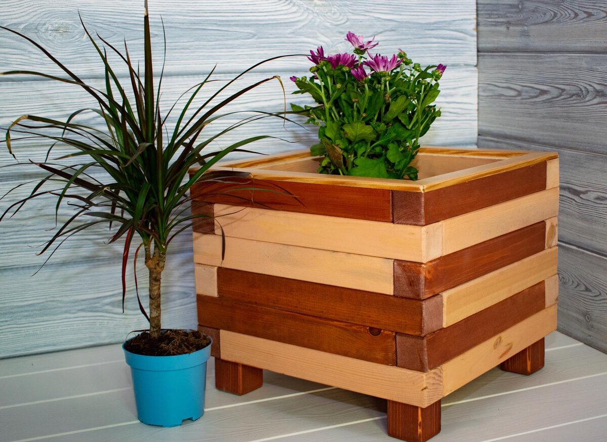 деревянное кашпо