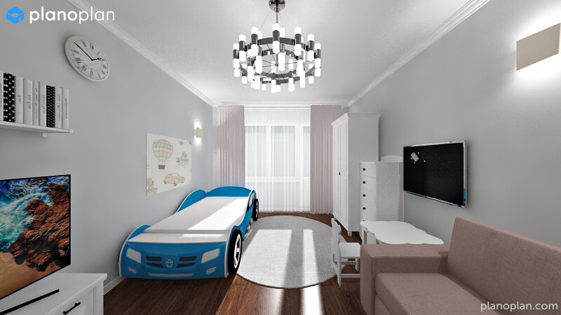 Кровать "Машина".  Дизайн интерьера детской комнаты 