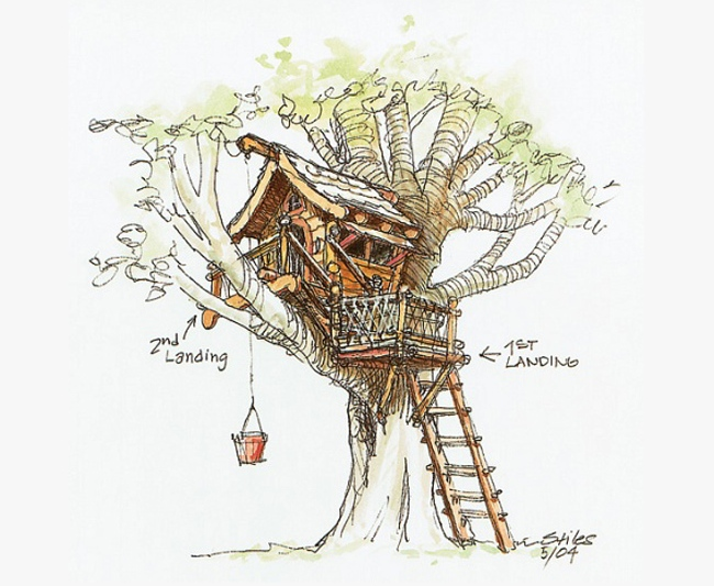 чертеж домика | Домики, Домик на дереве, Детские дома на деревьях