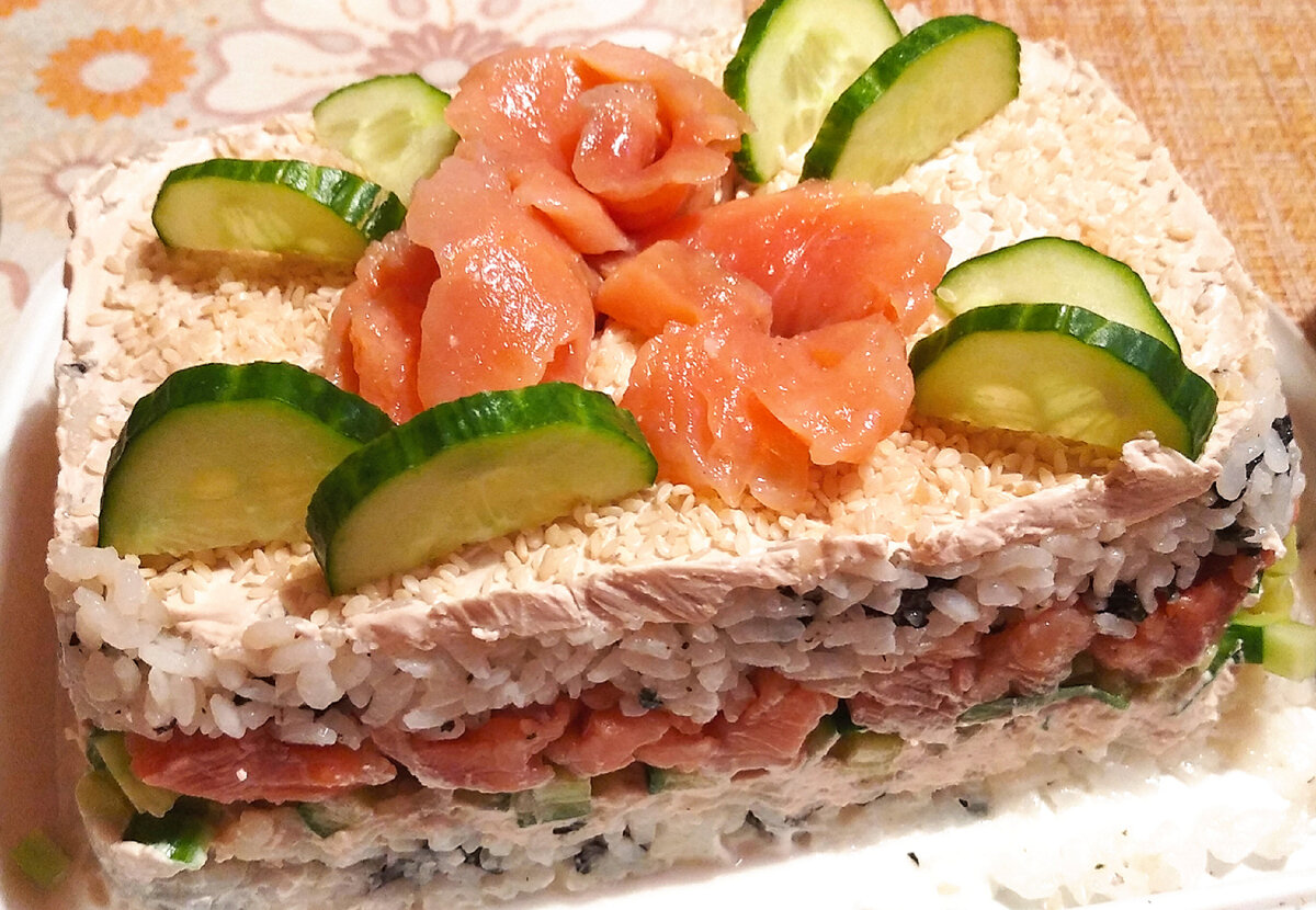 Суши-торт. Ленивый вариант классических суши. 