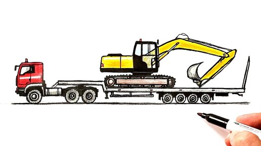 Рисуем экскаватор//мультик//Раскраски для детей.Draw an Excavator//Cartoon//Coloring Pages — Video