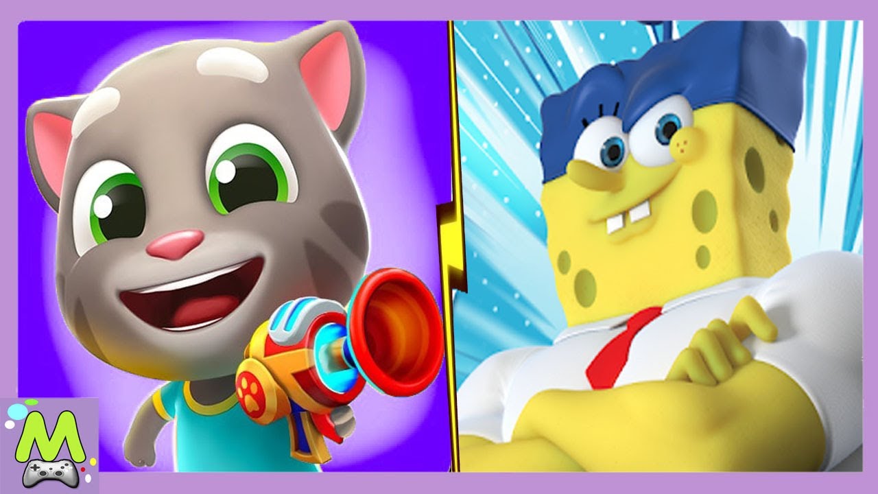 Talking Tom Blast Park vs SpongeBob On the Run.Гонка за Енотами против  Супер Губки Боба.Кто Круче | Матвейкин Канал | Дзен