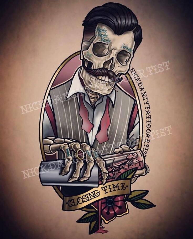 Примерно так и выглядел бармен, о котором история, ну только кожа еще была на лице