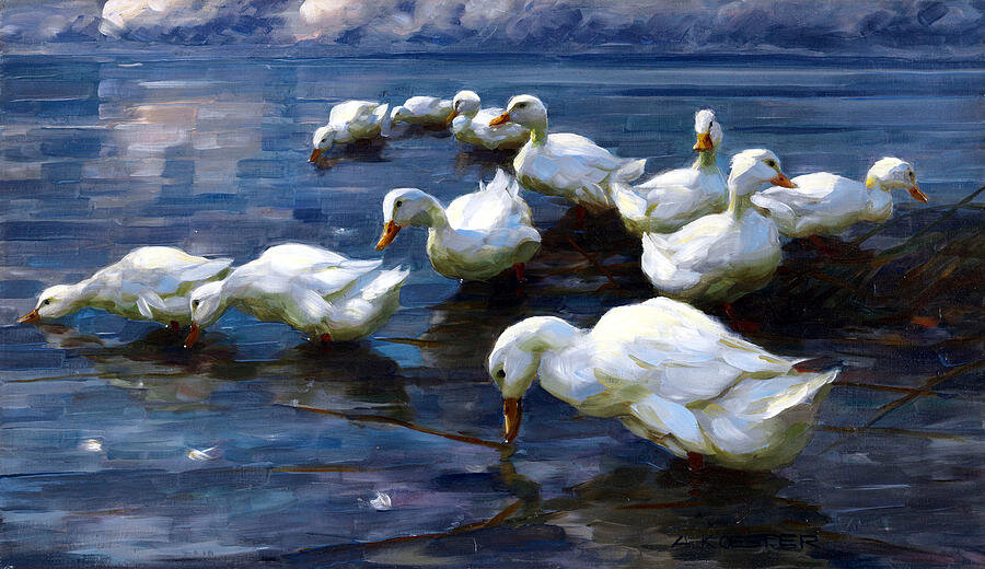 Белые утки. Художник Александр Кёстер 